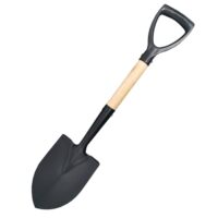 Handliche Mini-Spaten-Schaufel für Feld und Garten mit Metall Schaufel, robuste Trittkante und Holzstiel mit handlichem D-Griff