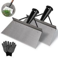 Multifunktionale Gartenreinigungsschaufel aus Manganstahl mit 2 Stücken und 21 cm Länge, ideal für Jäten und Entfernen von Unkraut und Moos im Garten.