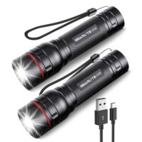 LED-Taschenlampe mit 2000 Lumen, wiederaufladbare Akku, drei Modi und Zoom-Funktion, IP65-Wasserdichtigkeit, ideal für Camping, Wandern und Outdoor-Aktivitäten