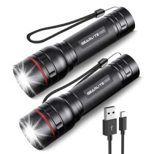 LED-Taschenlampe mit 2000 Lumen, wiederaufladbare Akku, drei Modi und Zoom-Funktion, IP65-Wasserdichtigkeit, ideal für Camping, Wandern und Outdoor-Aktivitäten