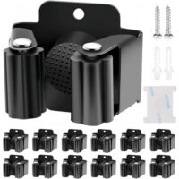 12-teiliges Edelstahl-Gerätehalter-Set, Wandhalterung für Besen, Wischmopps und Werkzeuge, hochwertig, sicher und organisiert