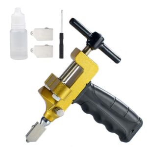 2 in 1 Glasfliesenschneider, Brecher, Handwerkzeug für das Schneiden und Brechen von Glas, Keramikfliesen und mehr, multifunktionales Handschneidewerkzeug mit ergonomischem T-Griff und scharfen Wolfram Stahl-Klingen