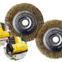 Gloria Stahldraht-Fugenbürste 2er Set, Originalzubehör, Ersatzbürsten für MultiBrush und WeedBrush, Drahtbürste/Messingbürste zur Fugenreinigung, 11 cm Durchmesser, 1,5 cm Breite