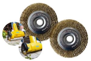 Gloria Stahldraht-Fugenbürste 2er Set, Originalzubehör, Ersatzbürsten für MultiBrush und WeedBrush, Drahtbürste/Messingbürste zur Fugenreinigung, 11 cm Durchmesser, 1,5 cm Breite