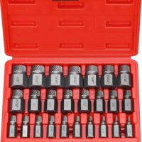 HATANSE 25-Teiliges Schraubenausdreher Set Profi Linksausdreher Set Bolzenausdreher-Set Screw Extractor mit Tragetasche zum Entfernen von Gebrochenen Bolzen, Schrauben, Steckschrauben