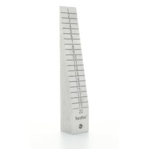 Messkeil für die Überprüfung von Unebenheiten, Neigungen und Zwischenräumen aus Aluminium mit Messbereich 1-20 mm und Ablesung 1 mm