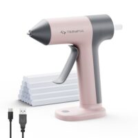 Kabellose Heißklebepistole mit 30s Schnellvorheizen und Akku, ideal für Heimwerkerarbeiten und Reparaturen, rosa Farbe