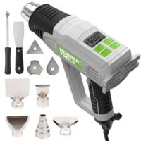 Huepar Tools 2300W Heißluftfön mit Groß LCD-Digitalanzeige, Heißluftpistole 50℃-660℃ Temperatur und Luftstrom einstellbar, mit 10 Zubehör, Keramik-Heizkern Heissluftföhn, Kühlfunktion, Überlastschutz