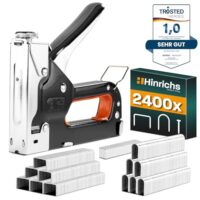 Hinrichs Handtacker Set - 3-in-1 Profi Tacker für Holz, Stofftacker und Möbeltacker mit Klammern und Nägeln für Handwerker zum Fixieren von Möbeln und DIY-Projekten