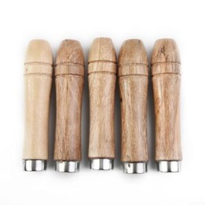 5 Stück Holz für Feilengriffe mit Metallhülse, perfekt für verschiedene Feilenmodelle, 9 cm Länge
