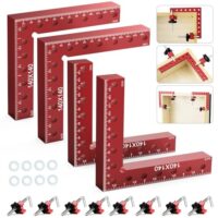 Housolution Winkelspanner mit 90 Grad, aus Aluminiumlegierung, 14 x 14 cm, für Schränke, Boxen und Holzarbeiten, Rot, 4 Stück