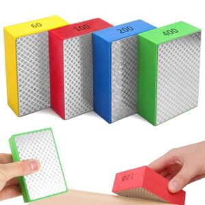 Hochwertige Diamant-Handpolierpads für professionelle Renovierung, 4-Stück Set mit verschiedenen Körnungen (60# bis 400#) für Glas, Granit, Marmor, Beton und Kunststein.