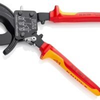 Kabelschneider von KNIPEX mit Ratschenprinzip, geeignet für Cu- und AI-Kabel bis 32 mm (240 mm²)