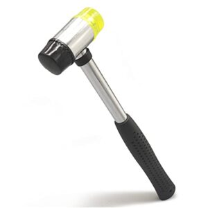 Gummihammer 25 mm, Doppelkopfhammer Klein mit rutschfestem Griff für Kunststoff, Leder und Schmuckhandwerk, Gummi Hammer mit Stoßdämpfung