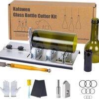 Kalawen Flaschenschneider, 5 verstellbarer Rad Glassschneider für Flaschen, Set aus Edelstahl, Bottle Cutter DIY Werkzeug zum Schneiden von runden Flaschen und Flaschenhals