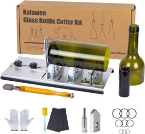 Kalawen Flaschenschneider, 5 verstellbarer Rad Glassschneider für Flaschen, Set aus Edelstahl, Bottle Cutter DIY Werkzeug zum Schneiden von runden Flaschen und Flaschenhals