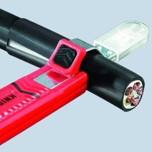 KNIPEX Abmantelungswerkzeug mit Schleppklinge in Blister schlagfestes Kunststoffgehäuse 165 mm für schnelle und sichere Entfernung von Rundkabeln