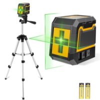 Kreuzlinienlaser mit Stativ, ASOBRIS Laser-Wasserwaage Selbstnivellierend Linienlaser Grün, Vertikale und Horizontale Laser Level für Baustellen und Heimwerkerprojekt Batterie Enthalten (Grün)