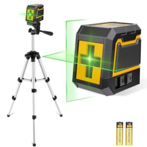 Kreuzlinienlaser mit Stativ, ASOBRIS Laser-Wasserwaage Selbstnivellierend Linienlaser Grün, Vertikale und Horizontale Laser Level für Baustellen und Heimwerkerprojekt Batterie Enthalten (Grün)