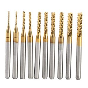 KSTE Schaftfräser - Set aus 10 Teilen mit verschiedenen Durchmessern (1mm, 1.5mm, 2mm, 2.5mm und 3mm) für verschiedene Anwendungen wie Gravieren, Bohren usw.