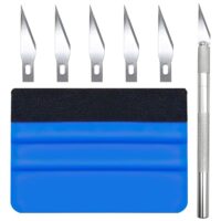 Das kurkip 7-teilige Rakel-Glattungswerkzeuge ist ein umfassendes Set für die Verkleidung von Autos, Fenstern und anderen Oberflächen. Es enthält einen blauen Filz-Scheibenwischer, ein Trimmergerät, Soft Felt-Edged Rakel mit Filzkante und 5 zusätzliche Trimmerklingen.