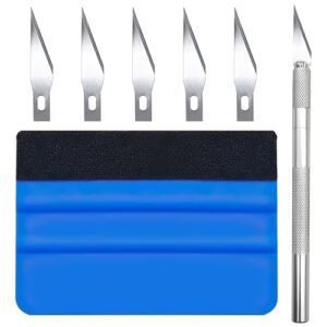 Das kurkip 7-teilige Rakel-Glattungswerkzeuge ist ein umfassendes Set für die Verkleidung von Autos, Fenstern und anderen Oberflächen. Es enthält einen blauen Filz-Scheibenwischer, ein Trimmergerät, Soft Felt-Edged Rakel mit Filzkante und 5 zusätzliche Trimmerklingen.