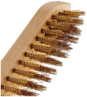 Hochwertige Messing-Drahtbürste mit Holzgriff für schonende Reinigung im Haushalt oder in der Werkstatt - Länge 275 mm