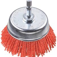 KWB Topf-Bürste, grob, Schleif-Nylon, Ø 75 mm für Holz, Metall und Buntmetall, Nylonbürste für Bohrmaschine inkl. E6.3 Sechskant-Schaft
