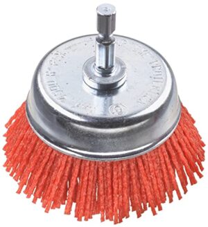 KWB Topf-Bürste, grob, Schleif-Nylon, Ø 75 mm für Holz, Metall und Buntmetall, Nylonbürste für Bohrmaschine inkl. E6.3 Sechskant-Schaft
