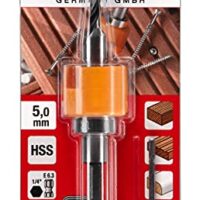 KWB Hartholzbohrer Ø 5 mm aus HSS-M2 mit Senker und verstellbarer Tiefenstopp für verschiedene Materialien