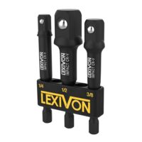 LEXIVON Stecknuss Adapter bit set mit 3-teiligen Set und Sechskantschaft für Drehmomentschlüssel, Bohrer-Set, Steckschrauber-Halter und Ratsche