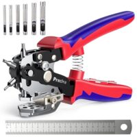 Lochzange für Leder, Gürtellochzange mit Hebelübersetzung zum Lochen von Gürtel, Stoff, Leder, Pappe - Profi Revolverlochzange Rund 2-2,5-3-3,5-4-4,5 MM