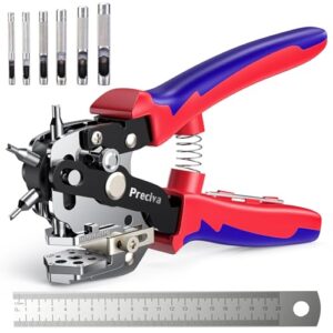 Lochzange für Leder, Gürtellochzange mit Hebelübersetzung zum Lochen von Gürtel, Stoff, Leder, Pappe - Profi Revolverlochzange Rund 2-2,5-3-3,5-4-4,5 MM