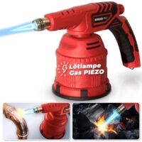 Hochwertige Lötlampe mit Piezozündung für Butangas Kartusche, geeignet für Löten und Schweißen, 1300 Watt Leistung und hohe Temperaturen