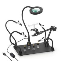 Magnetische Helfende Hände für PCB-Leiterplatten, mit 3-facher LED-Lupenlampe und flexiblen Armen für die Arbeit an kleinen Teilen