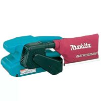Bild des Makita 9910 Bandschleifers, ein leistungsstarker Werkzeug mit automatischer Schleifbandzentrierung und randnahem Schleifen