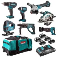 ENSEMBLE DE 7 MACHINES MAKITA (DDF482 + DTD152 + DGA504 + DSS610 + DHR202 + DJR186 + DJV180) - DLX7013PT1: Ensemble von 7 hochwertigen Makita-Bohrmaschinen mit verschiedenen Funktionen wie Bohren, Sägen und Schrauben. Ideal für Profis und Fortgeschrittene im Bauwesen, Holzverarbeitung oder Industriebereich.