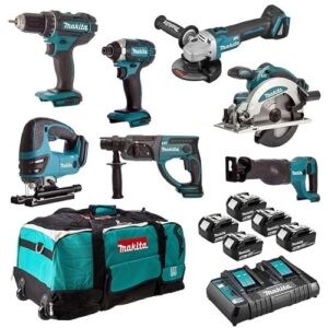 ENSEMBLE DE 7 MACHINES MAKITA (DDF482 + DTD152 + DGA504 + DSS610 + DHR202 + DJR186 + DJV180) - DLX7013PT1: Ensemble von 7 hochwertigen Makita-Bohrmaschinen mit verschiedenen Funktionen wie Bohren, Sägen und Schrauben. Ideal für Profis und Fortgeschrittene im Bauwesen, Holzverarbeitung oder Industriebereich.