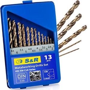 Metallbohrer-Set mit 13 Präzisionsbohrern für Edelstahl, Gusseisen und Stahl - Hochleistungs- und Präzisionsbohrer mit konischem Oberflächenschliff
