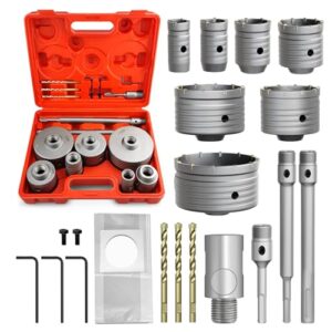 22-teiliges Bohrwerkzeugset mit verschiedenen Hohl Lochsägen für Mauerwerk, Ziegel, Beton und Stein, inkl. SDS Plus und Max Adapter