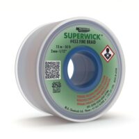 Entlötlitze, Fine Braid Super Wick, 2,0 mm breit, Kupferdraht, Oxidfreies Kupfer, SPC-Richtlinien, MIL-F-14256F, NSF-Nonfood-Compounds-Programm