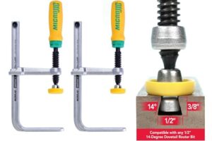 Microjig GRR-Ripper DVC-538K2 Schwalbenschwanzklemmen, gelb/grün - bahnbrechende Werkzeuge für Leitschiene-Befestigung und Kreativität