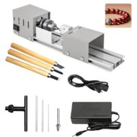 Mini Drehmaschine 125W Drehbank, Metall, kleine Drehbank mit 7 Gang Einstellung für verschiedene Arten von Werkstücken und Materialien.