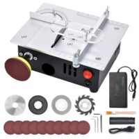 Mini Tischkreissäge mit 4 Klingen und Polierscheibe, ideal für kleinere Objekte zum Schneiden von Holz, handlich und leicht zu bedienen