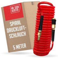 Leichter Druckluftschlauch für Kompressoren, 5 Meter lang, PU-Material, Messing-Kupplungen und PVC-Knickschutz