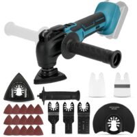 Multifunktionswerkzeug für Makita 18V Akku zum Schaufeln, Schneiden und Schleifen von Holz, ideal für Handwerker und Dekorationsarbeiten.