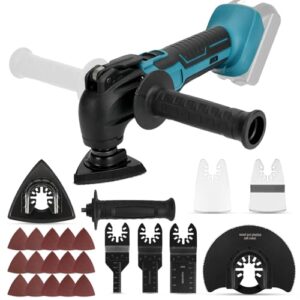 Multifunktionswerkzeug für Makita 18V Akku zum Schaufeln, Schneiden und Schleifen von Holz, ideal für Handwerker und Dekorationsarbeiten.
