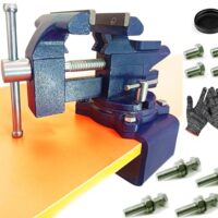MYTEC 2-in-1-Werkbank-Schraubstock, verbessertes Mehrzweck-Tischschraubstock, universell drehbar um 270 °, Klemmbarer Schraubstock, 11,4 cm, Blau