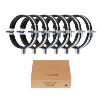 Neverest RS Rohrschellen 100mm 6 Stück für Fallrohrschutz, galvanisch verzinkt mit Gummidichtung und Kombigewinde M8/10