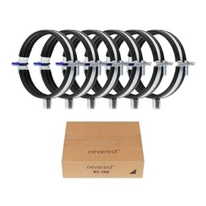 Neverest RS Rohrschellen 100mm 6 Stück für Fallrohrschutz, galvanisch verzinkt mit Gummidichtung und Kombigewinde M8/10